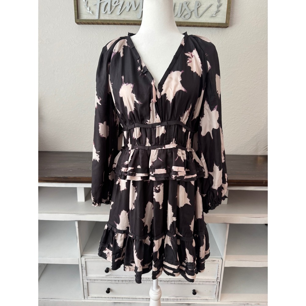 Ulla Johnson Emery Silk Dress Noir Blur Tie Dye Size 6 Made in India